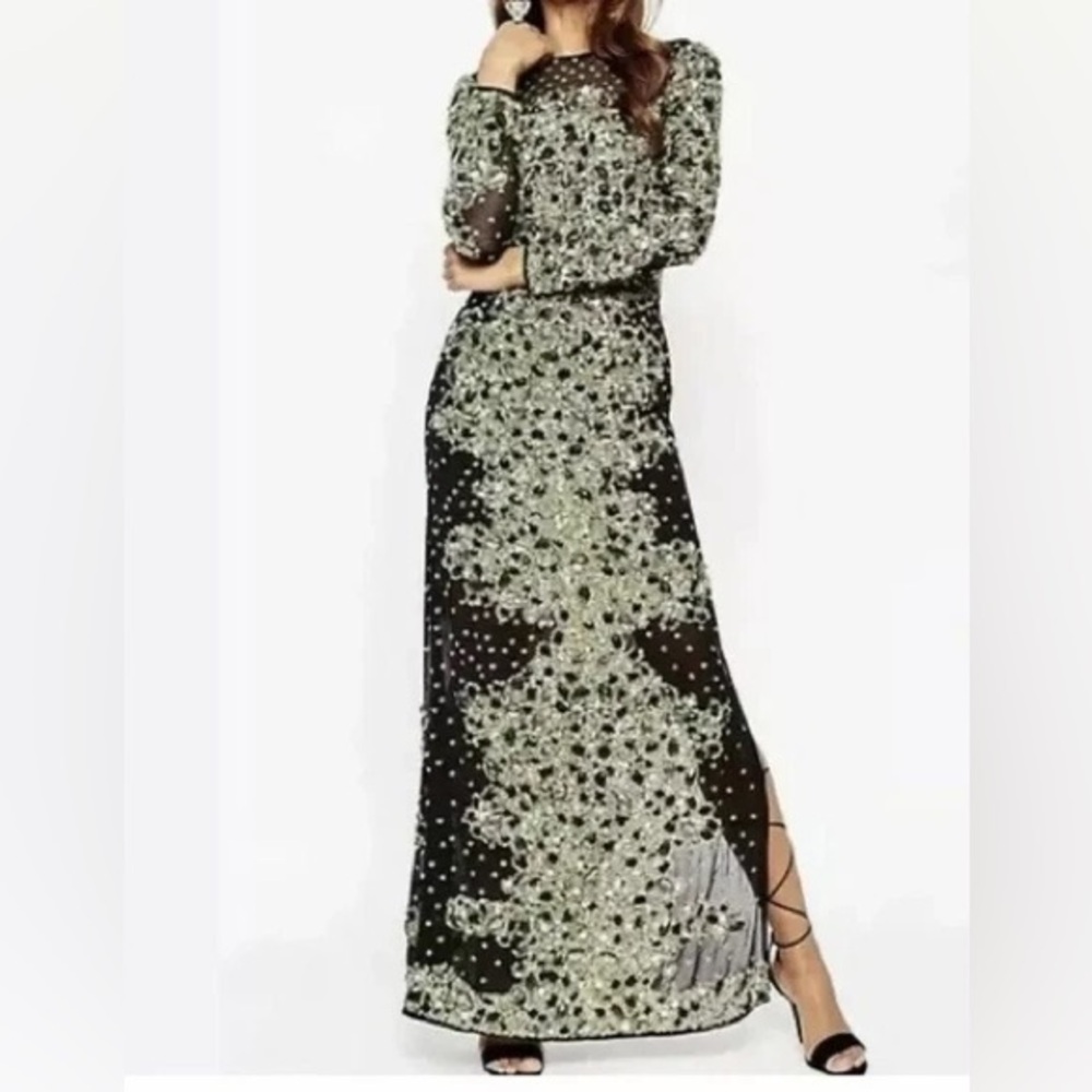 Asos Red Carpet Mermaid Embellished Maxi Party Prom Bridesmaid Dress size 4